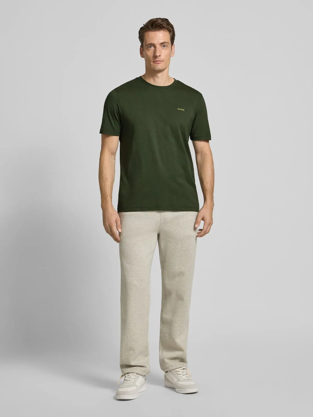 T-Shirt mit Rundhalsausschnitt Modell 'Dero' in dunkelgruen