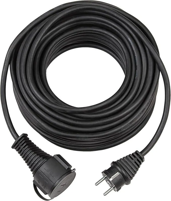 Brennenstuhl Qualitäts-Gummi-Verlängerungskabel 10m (IP44, Kabel für außen) schwarz