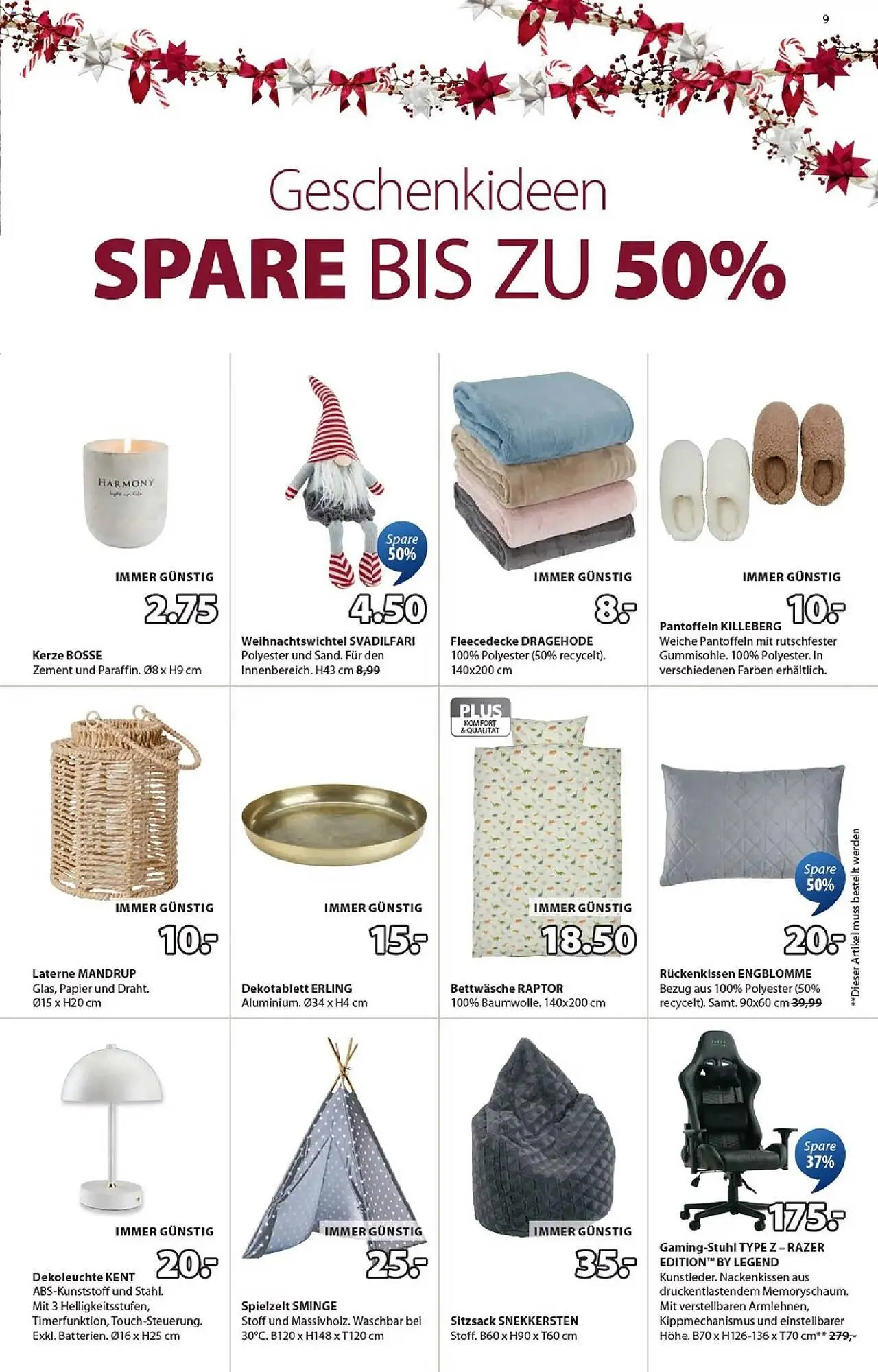 JYSK Flugblatt von 1. Dezember bis 6. Jänner 2026 - Flugblätt seite  9