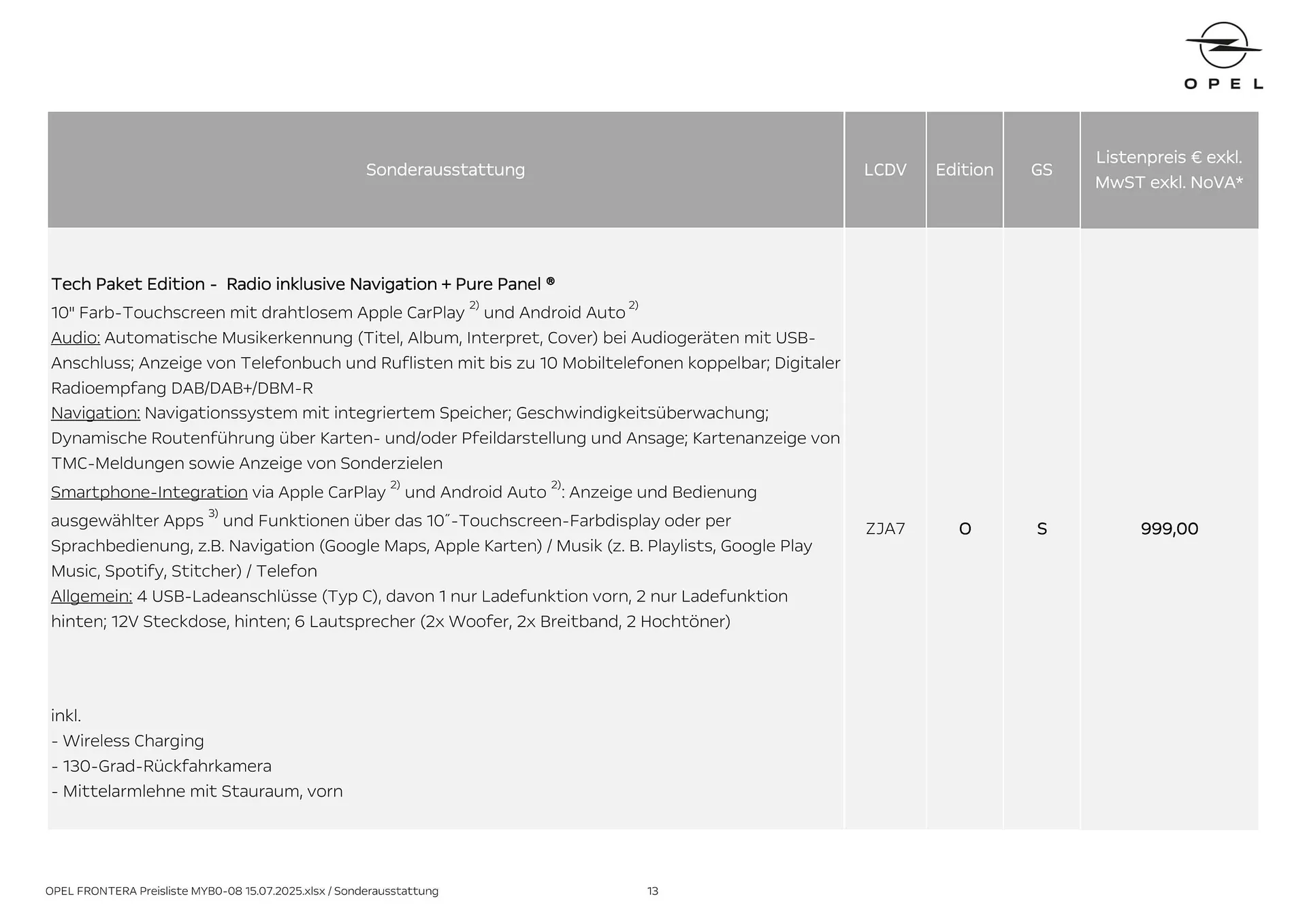 Opel Flugblatt von 18. August bis 18. November 2025 - Flugblätt seite 13