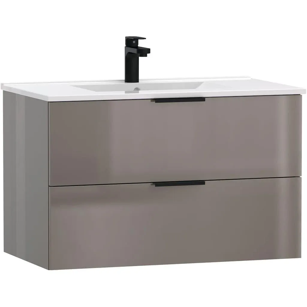 welltime Waschtisch »Athen Badschrank Badezimmer WC Unterschrank mit Becken« Set, Waschplatz mit 2 Schubladen , Breite 80cm Softclose Bad