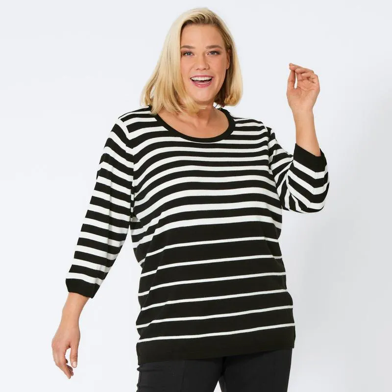 Damen-Pullover mit Streifenmuster, große Größen