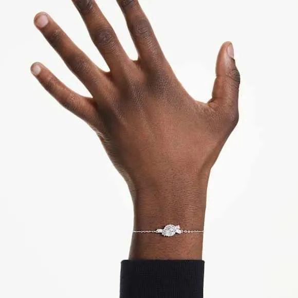 Matrix Armband Baguette-Schliff, Knoten, Weiß, Rhodiniert