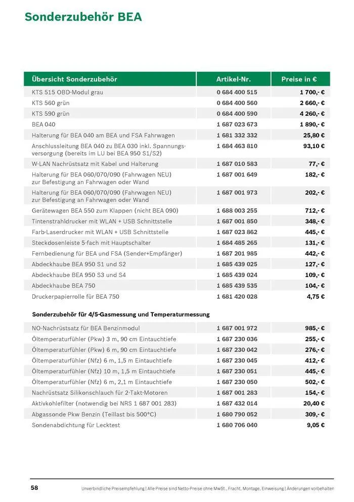 Werkstattausrüstung von Bosch von 21. Mai bis 31. Dezember 2024 - Flugblätt seite  58