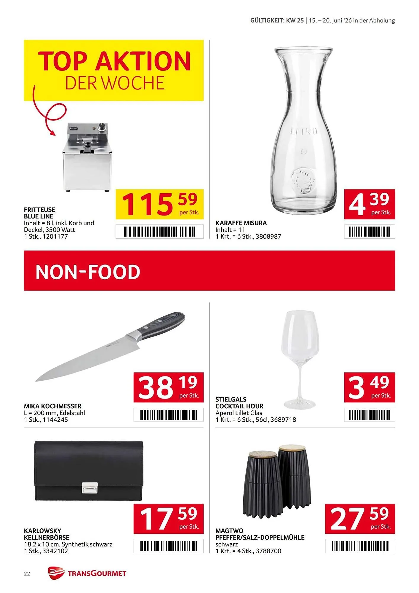 Transgourmet Flugblatt von 15. Juni bis 20. Juni 2026 - Flugblätt seite  22