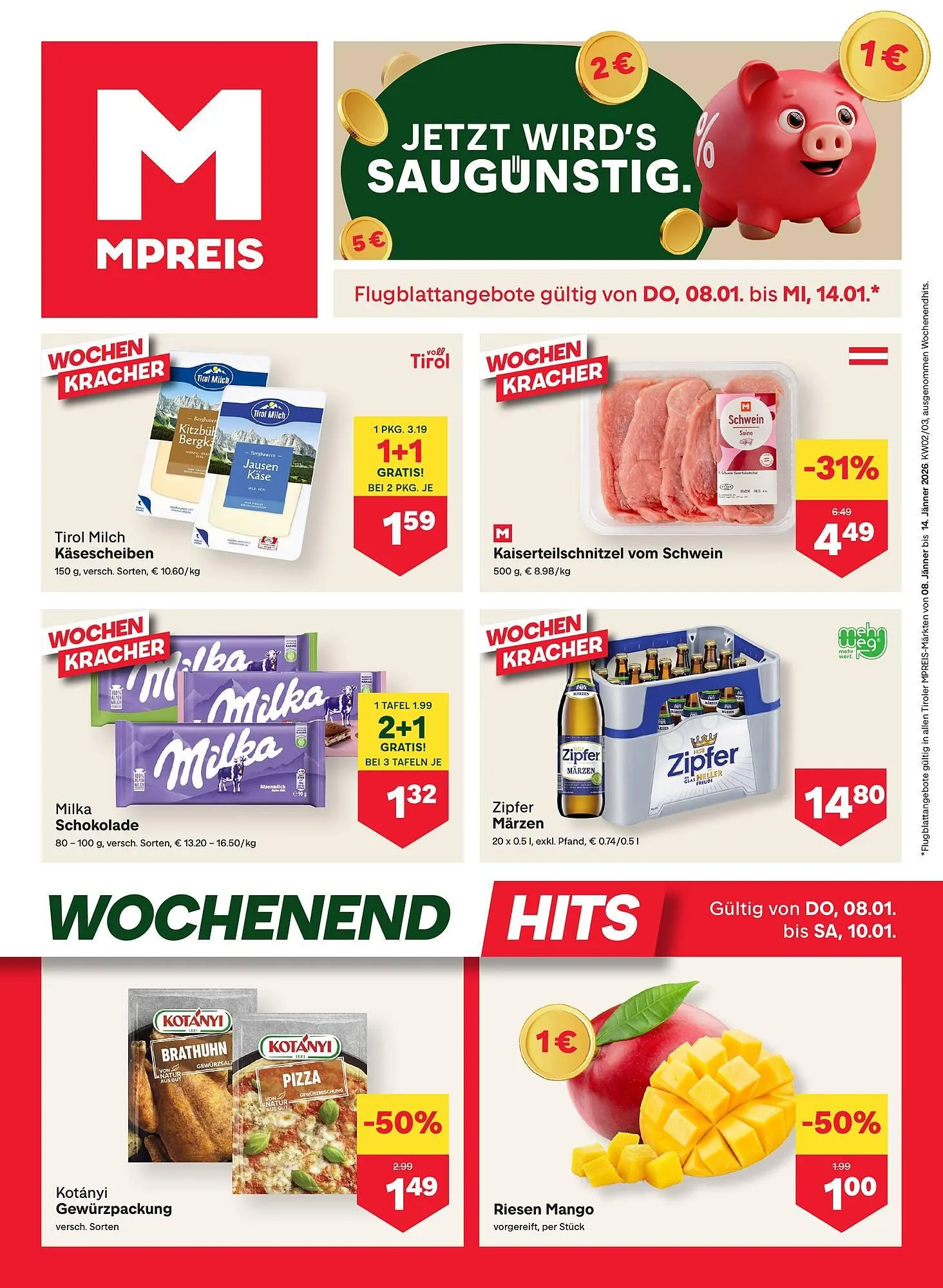 MPreis Flugblatt von 8. Jänner bis 14. Jänner 2026 - Flugblätt seite  1