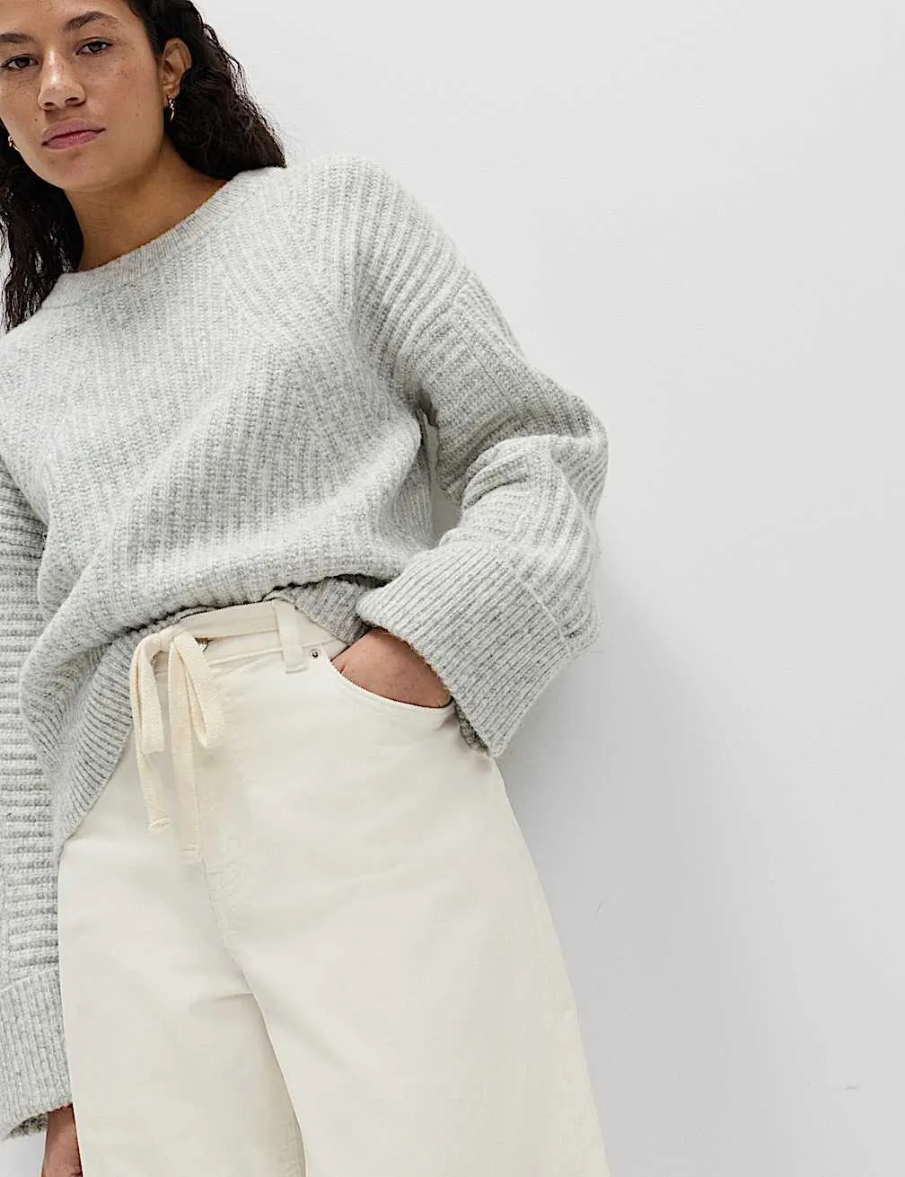 Cordhose mit weitem Bein und hohem Baumwollanteil