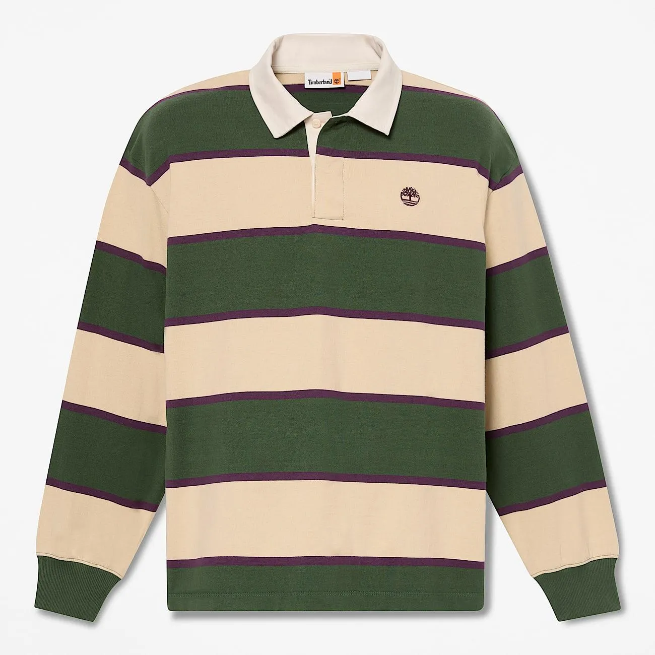 All Gender Rugby-Polohemd Dunkelgrün/Beige