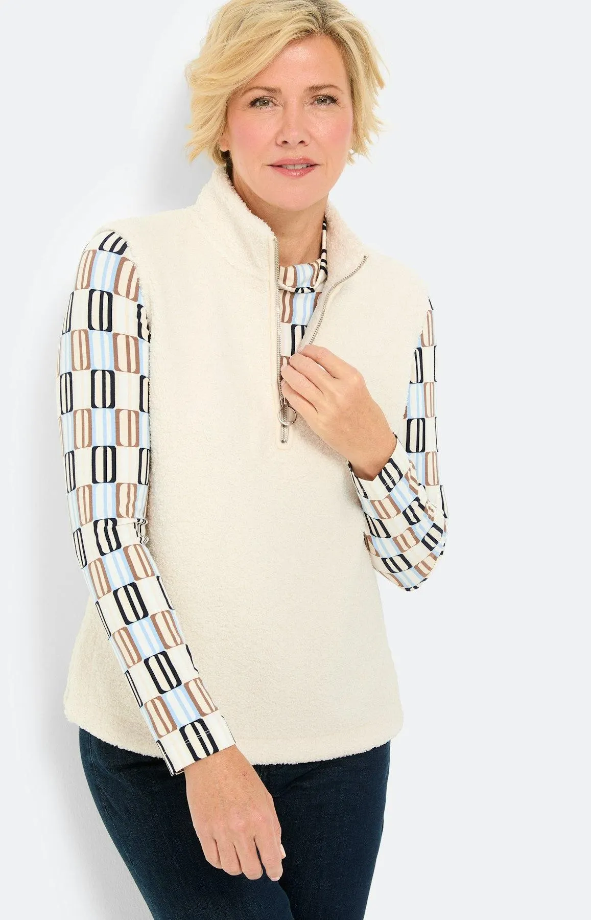 Pullunder aus Teddyfell, creme