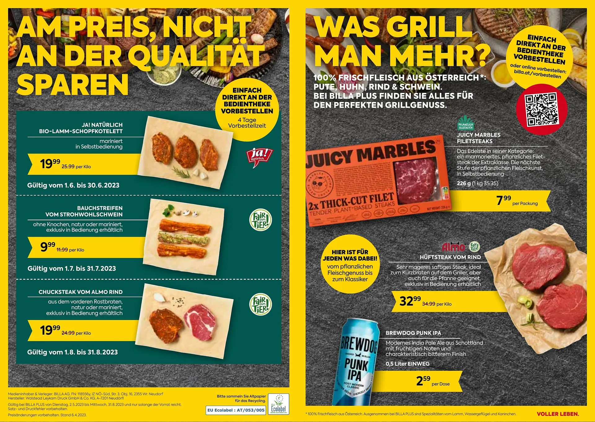 Billa Flugblatt von 2. Mai bis 31. August 2023 - Flugblätt seite 1