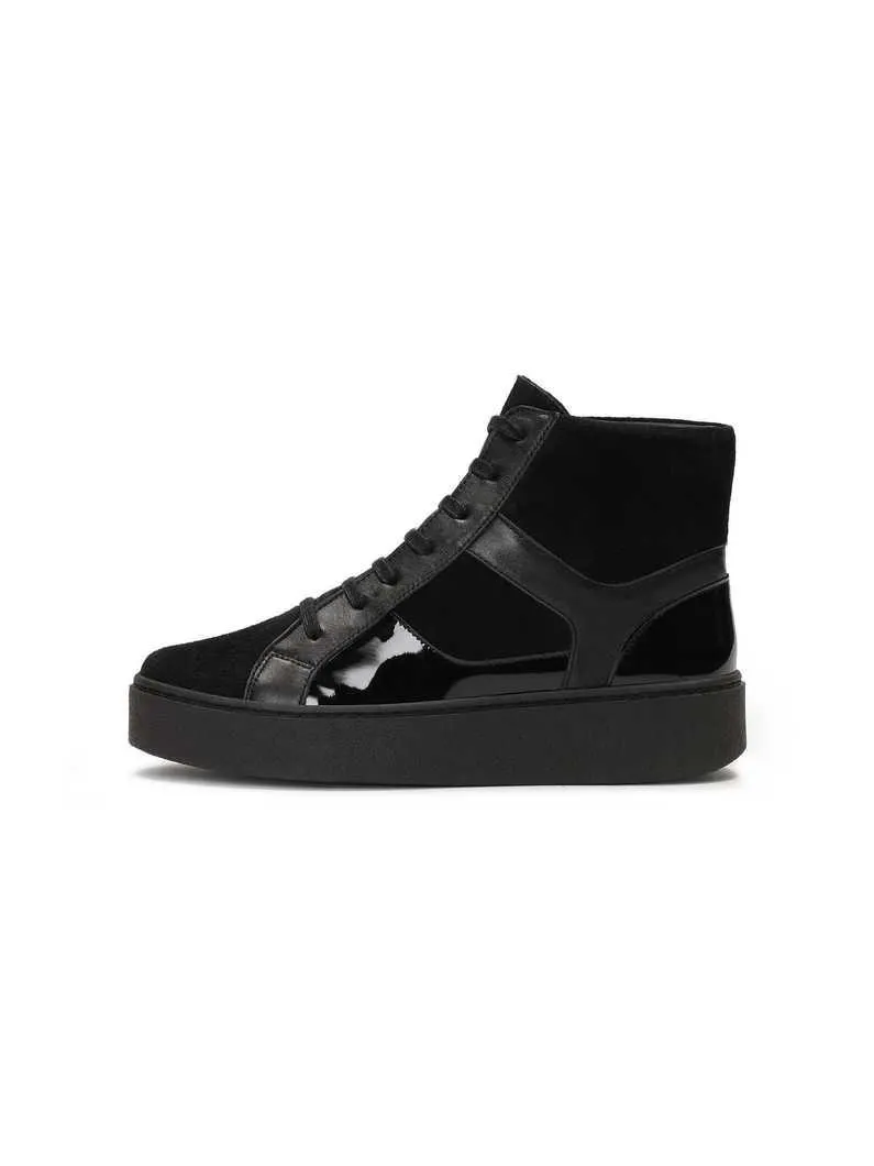 Schwarze Leder-Sneakers für Damen