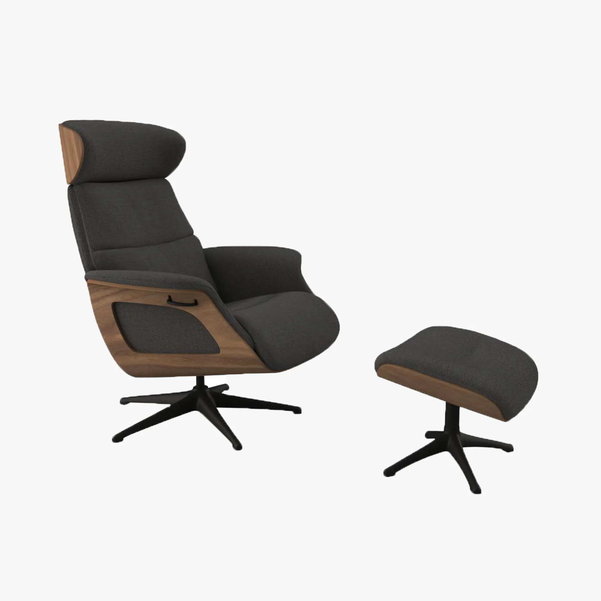 RELAXO Sessel/Hocker grau/nuss