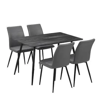 Morgan 5-Teilig Metall/ Textil Grau/Schwarz