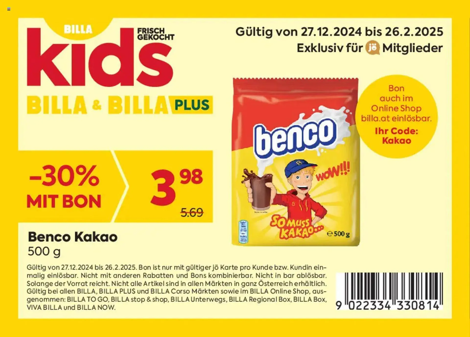 Billa Flugblatt von 27. Dezember bis 26. Februar 2025 - Flugblätt seite  3