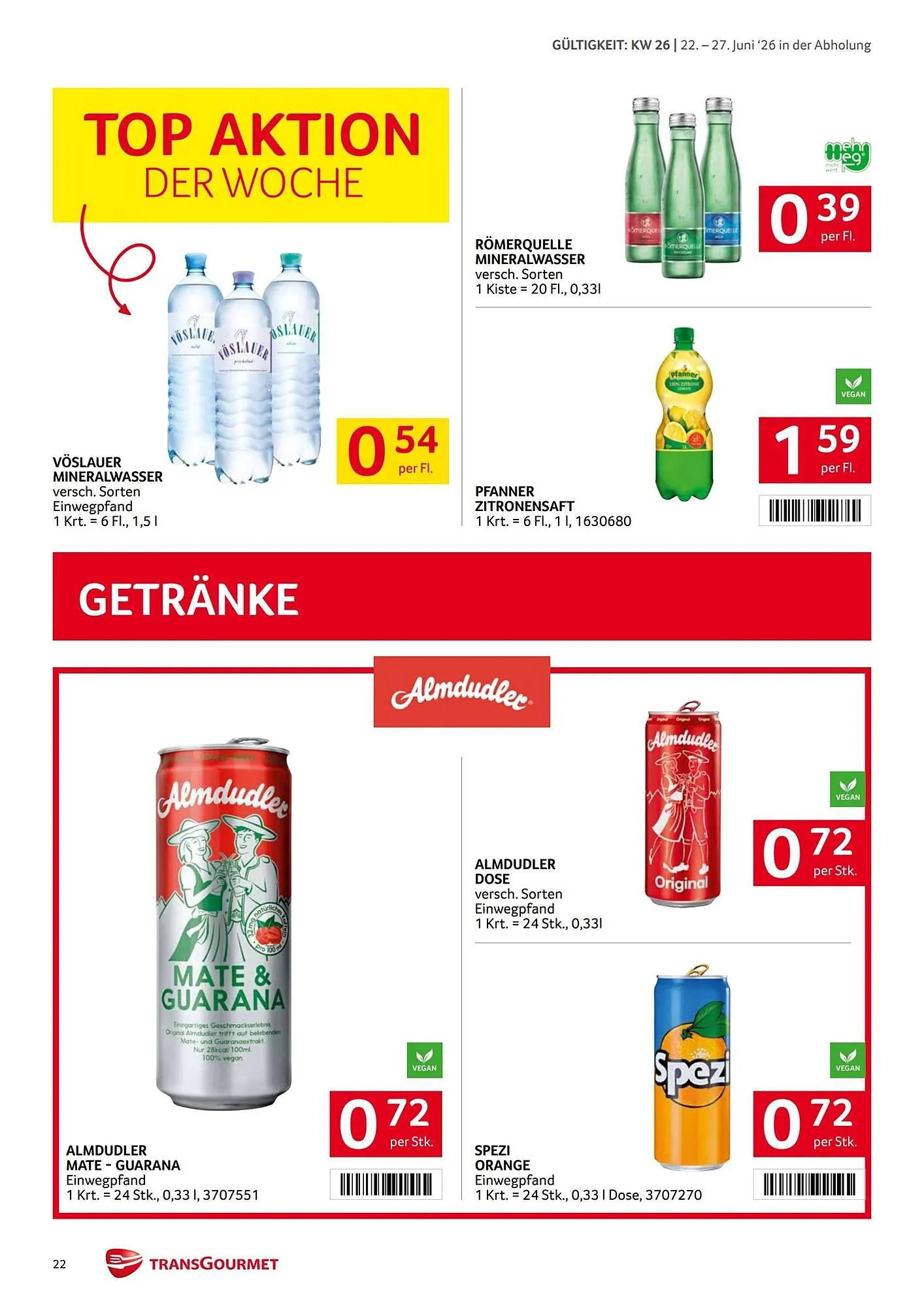 Transgourmet Flugblatt von 22. Juni bis 27. Juni 2026 - Flugblätt seite 21