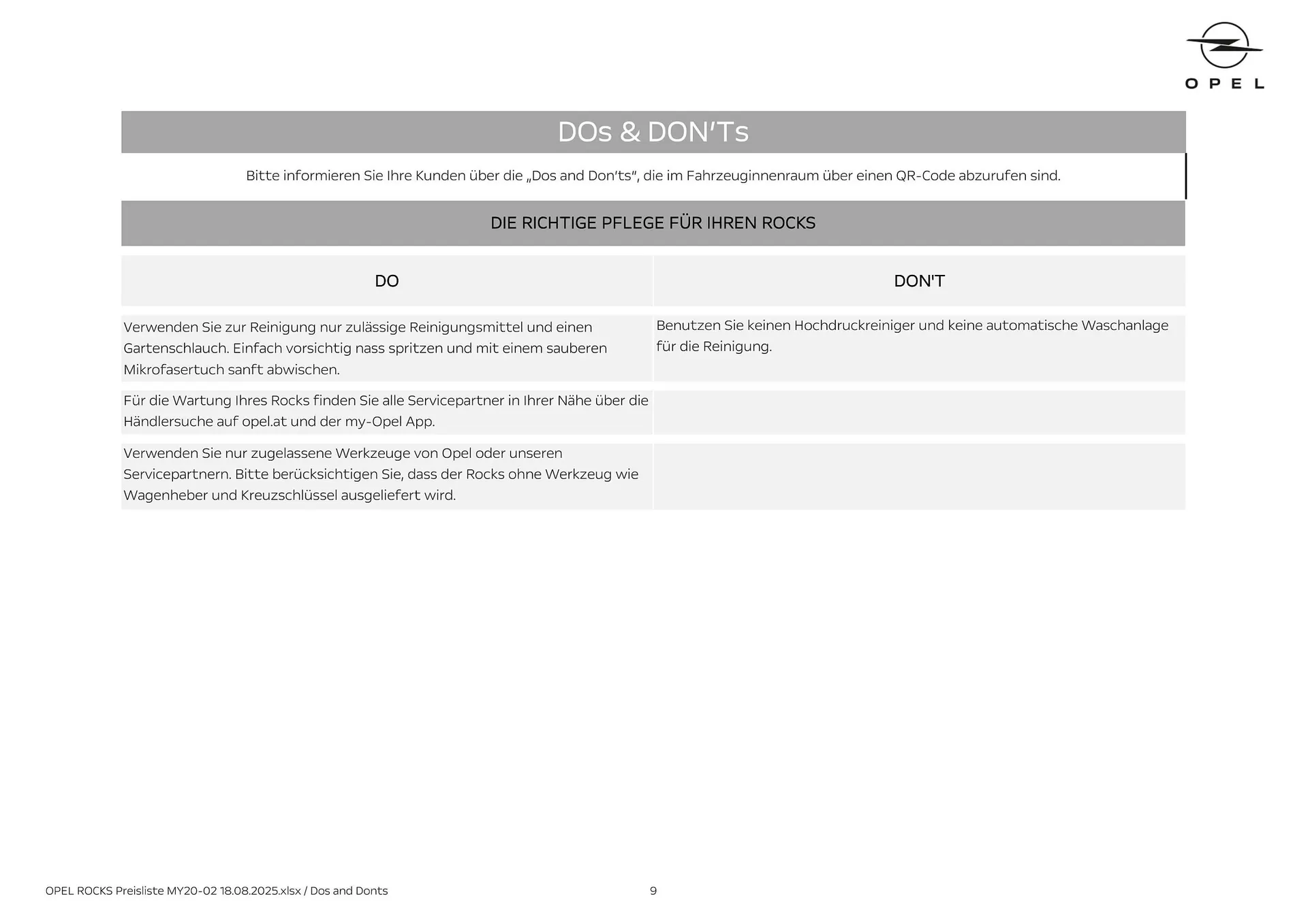 Opel Flugblatt von 18. August bis 18. November 2025 - Flugblätt seite 9