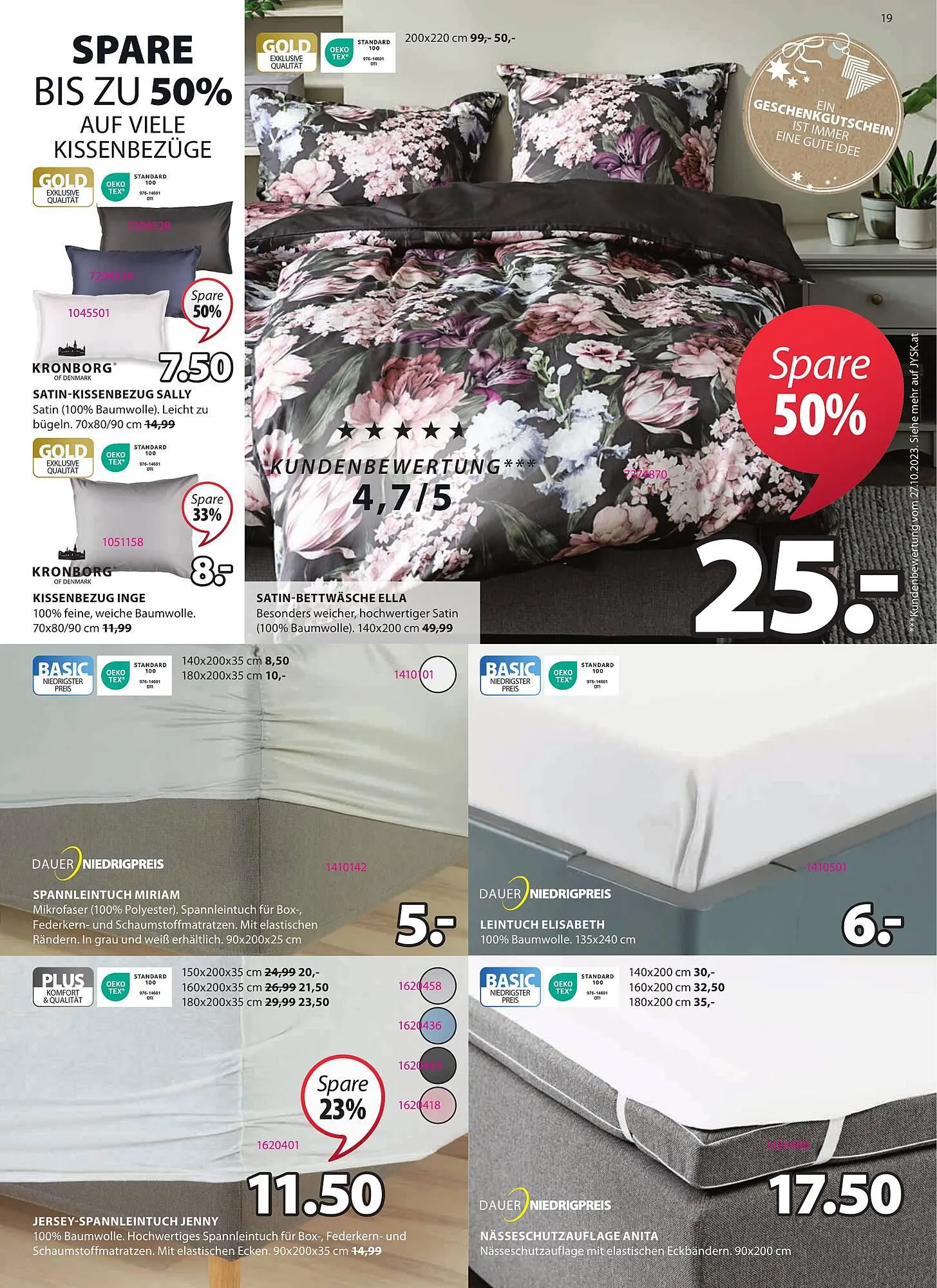 JYSK Flugblatt von 29. November bis 2. Jänner 2024 - Flugblätt seite  19