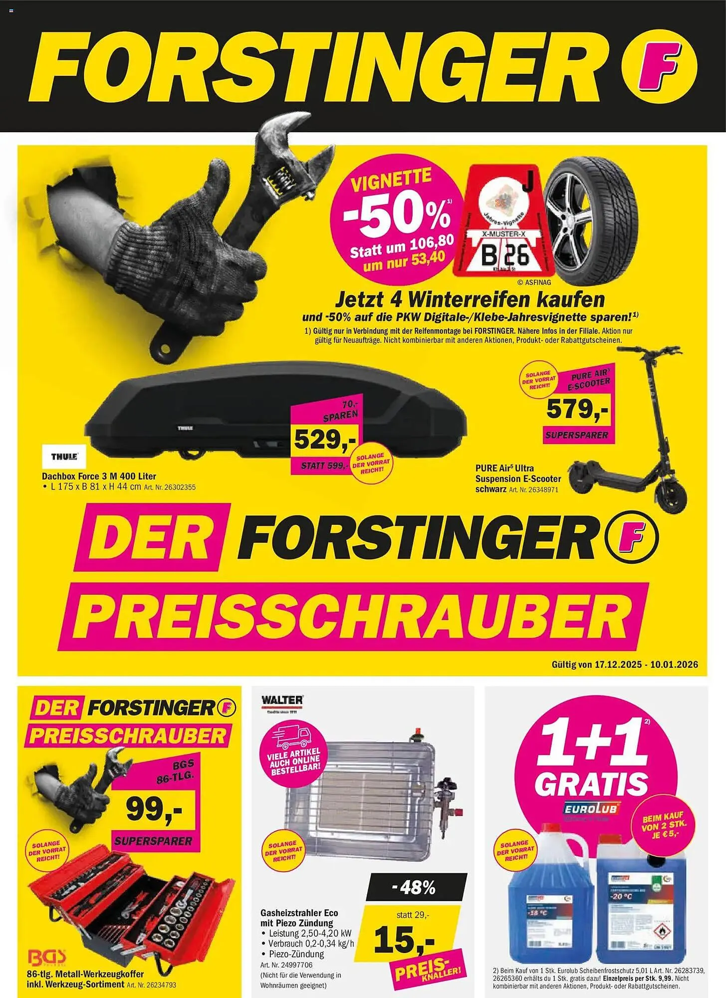 Forstinger Flugblatt von 17. Dezember bis 10. Jänner 2026 - Flugblätt seite 1