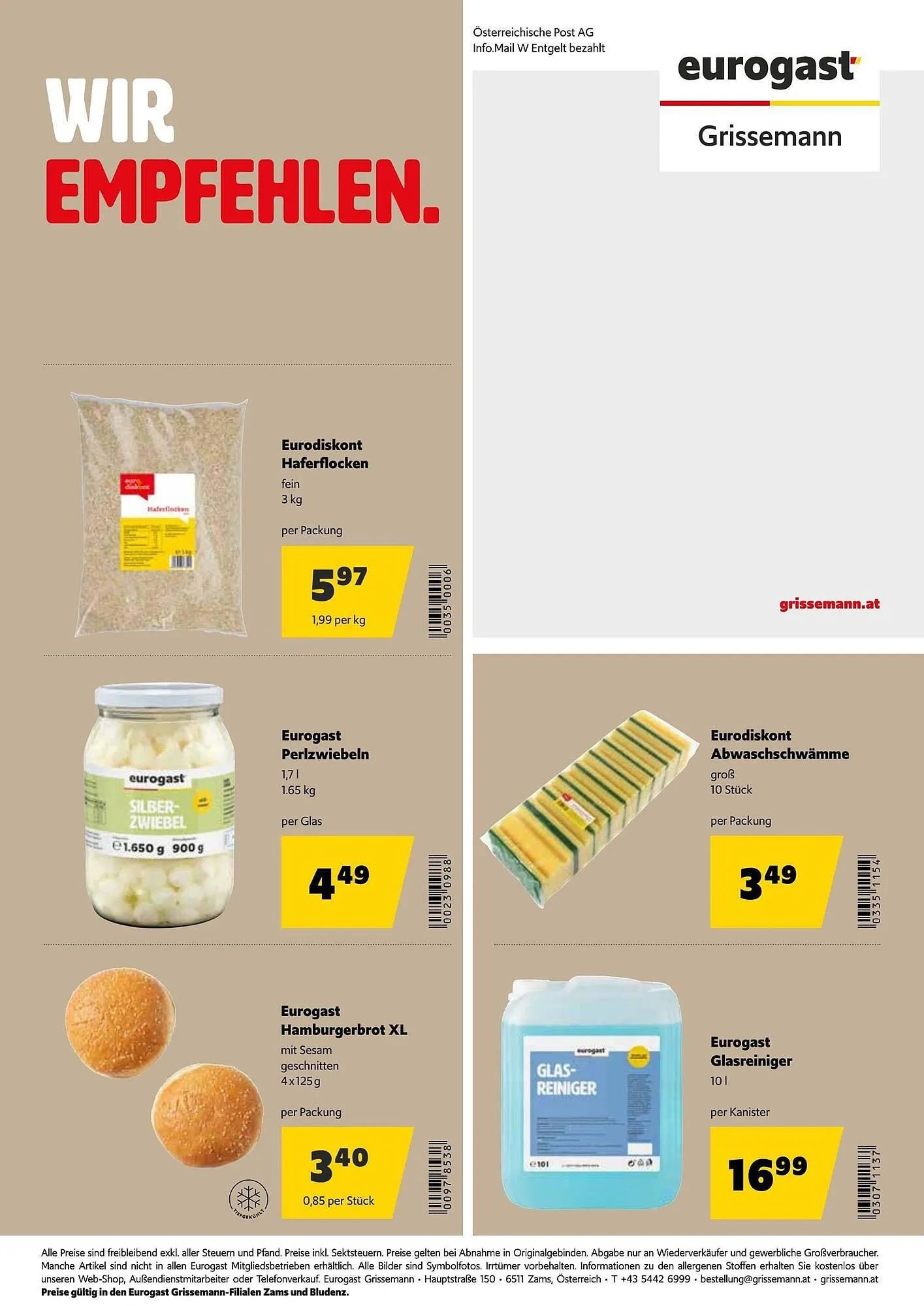 Eurogast Grissemann Flugblatt von 29. Dezember bis 10. Jänner 2026 - Flugblätt seite  28