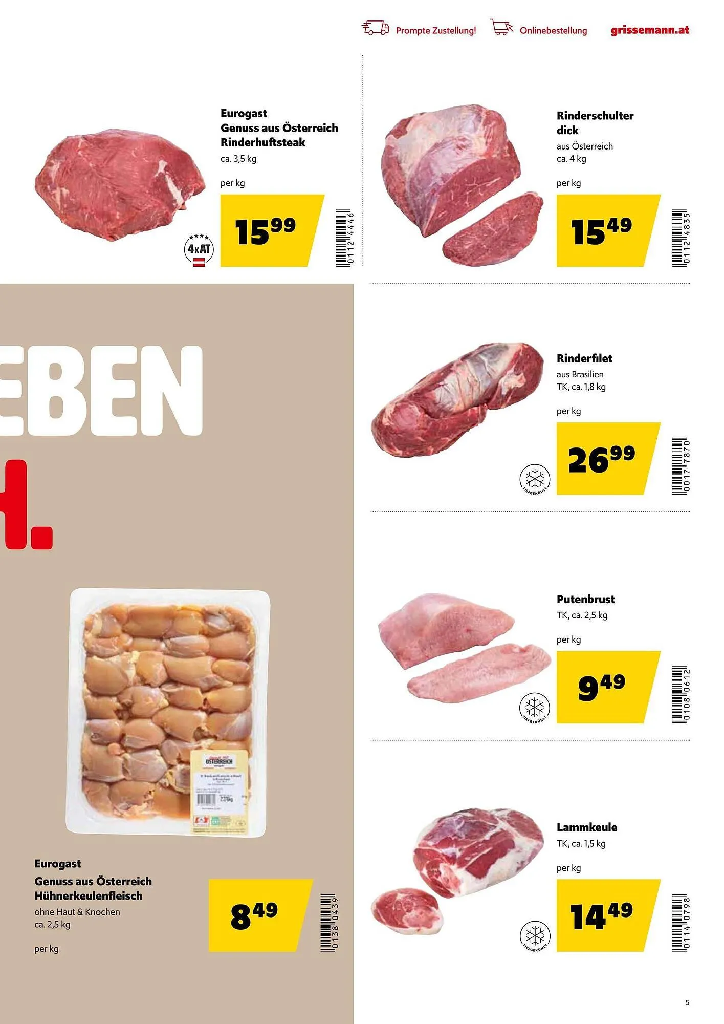 Eurogast Grissemann Flugblatt von 29. Dezember bis 10. Jänner 2026 - Flugblätt seite  5