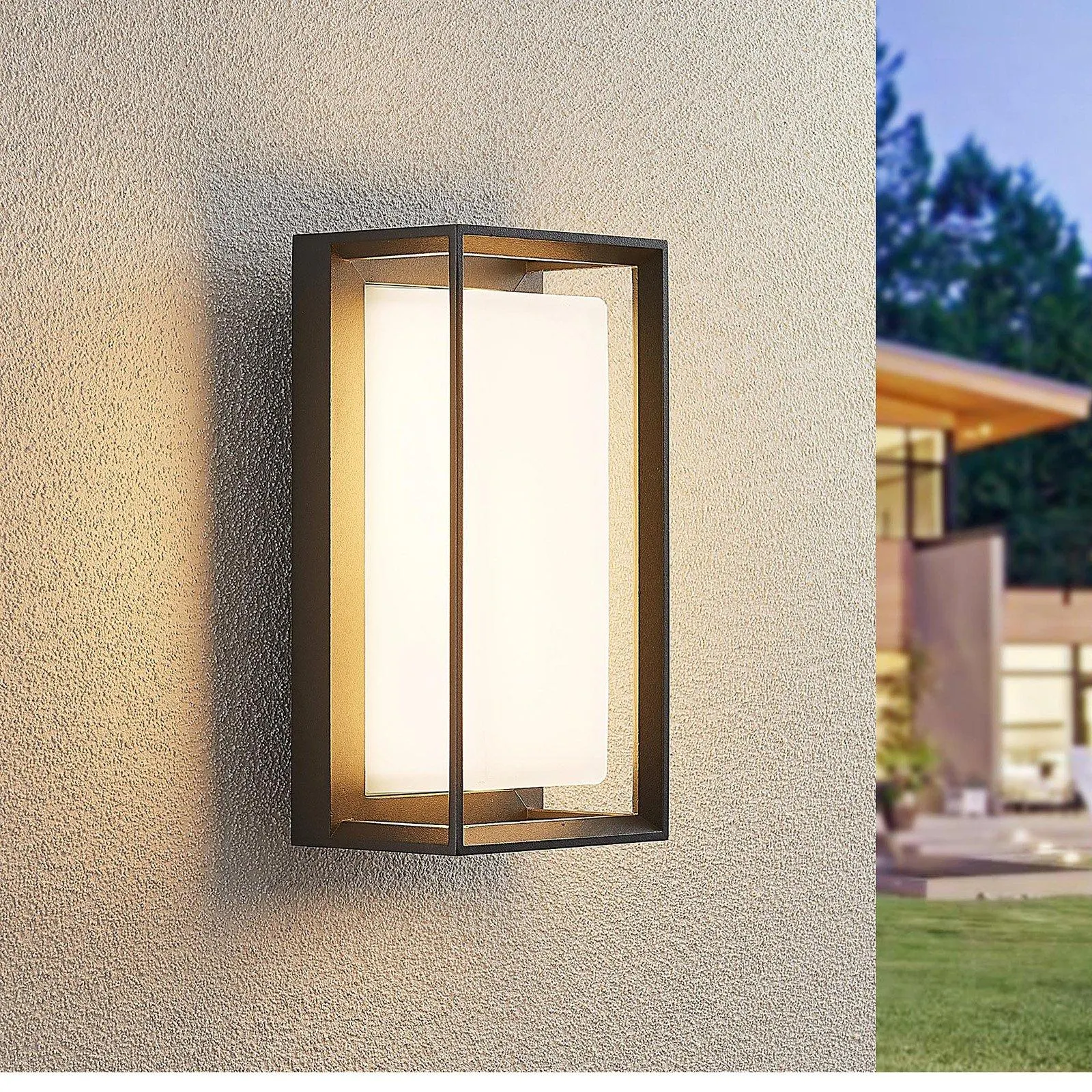Lucande Ronida LED-Außenwandlampe, eckig