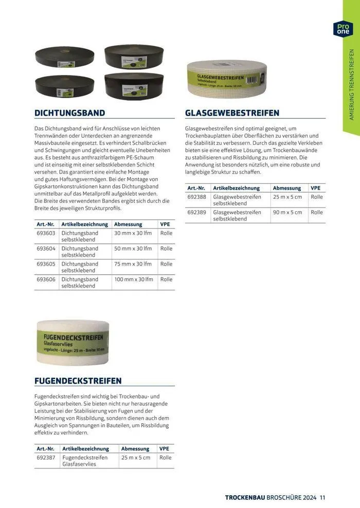 ProOne Trockenbaubroschuere 2024 von 21. Februar bis 31. Dezember 2024 - Flugblätt seite  11