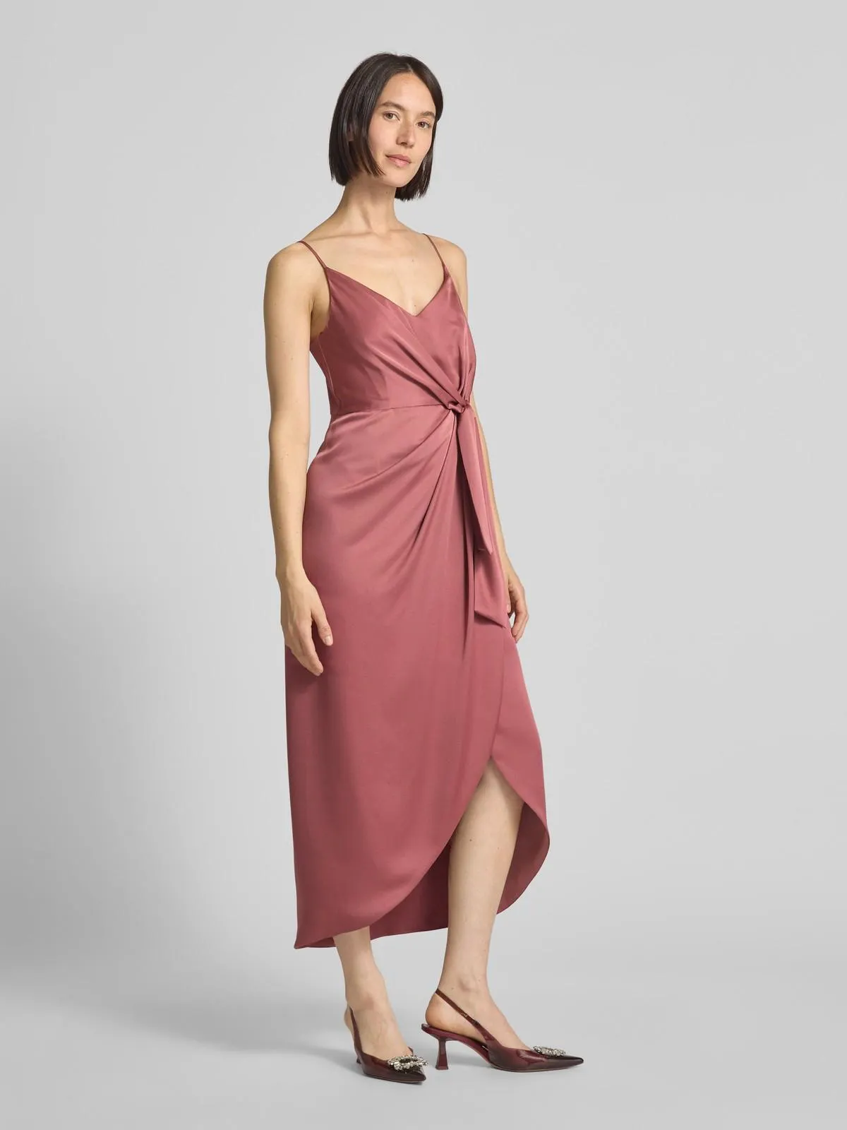 Cocktailkleid mit Knoten-Detail in rose melange