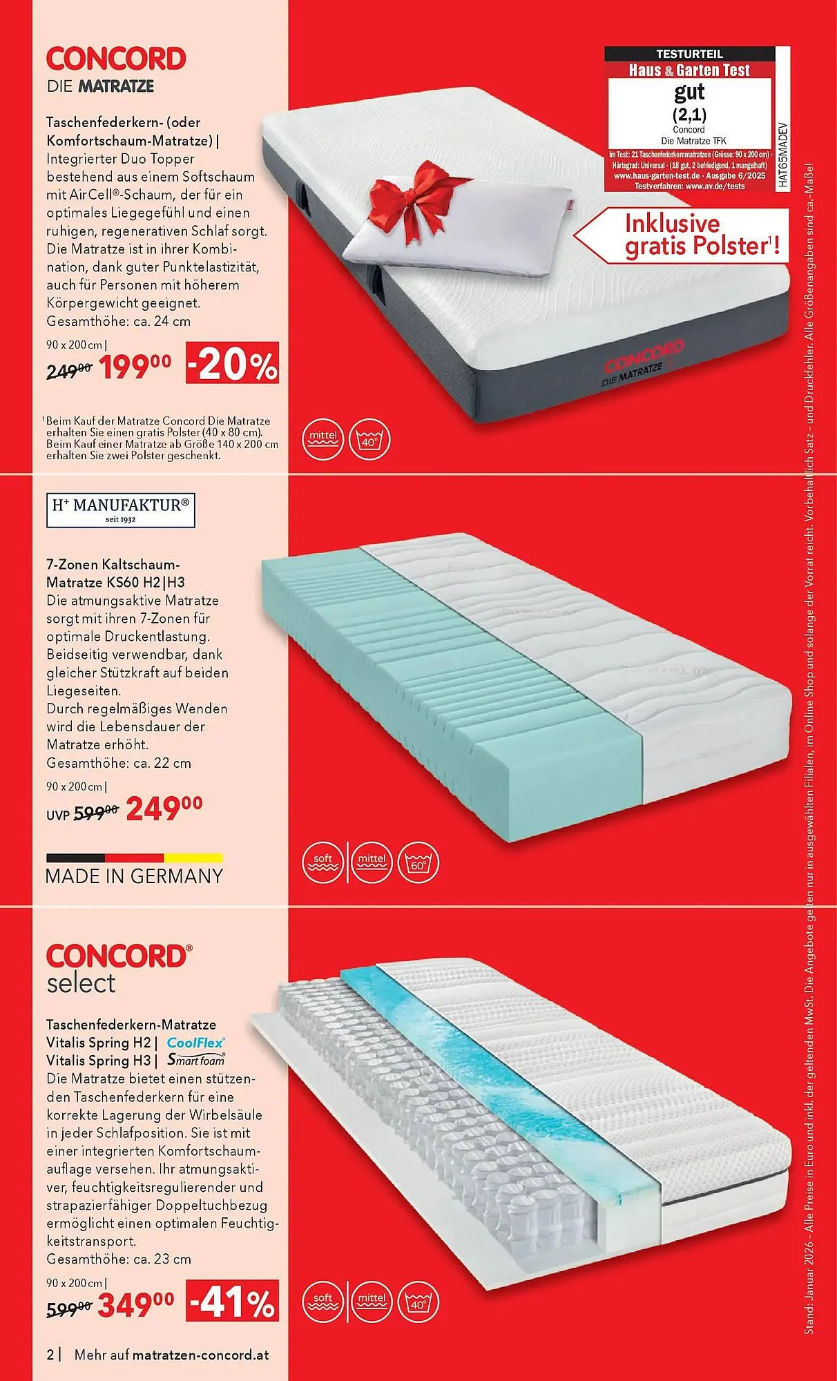 Matratzen Concord Prospekt von 28. Jänner bis 24. Februar 2026 - Flugblätt seite  2