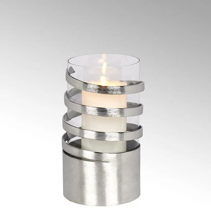 Spiral Windlicht Aluminium mittel