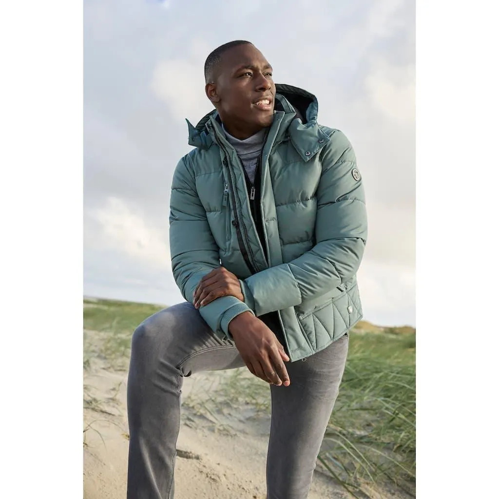 Bruno Banani Steppjacke mit Kapuze Winterjacke mit Fellimitat und abnehmbarer Kapuze