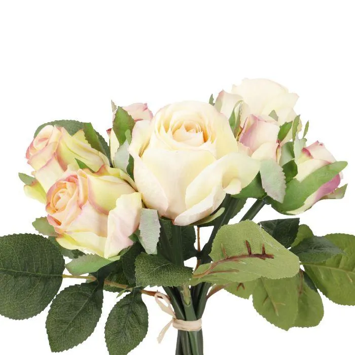 Rosenstrauß 7 Blüten, creme, 28 cm