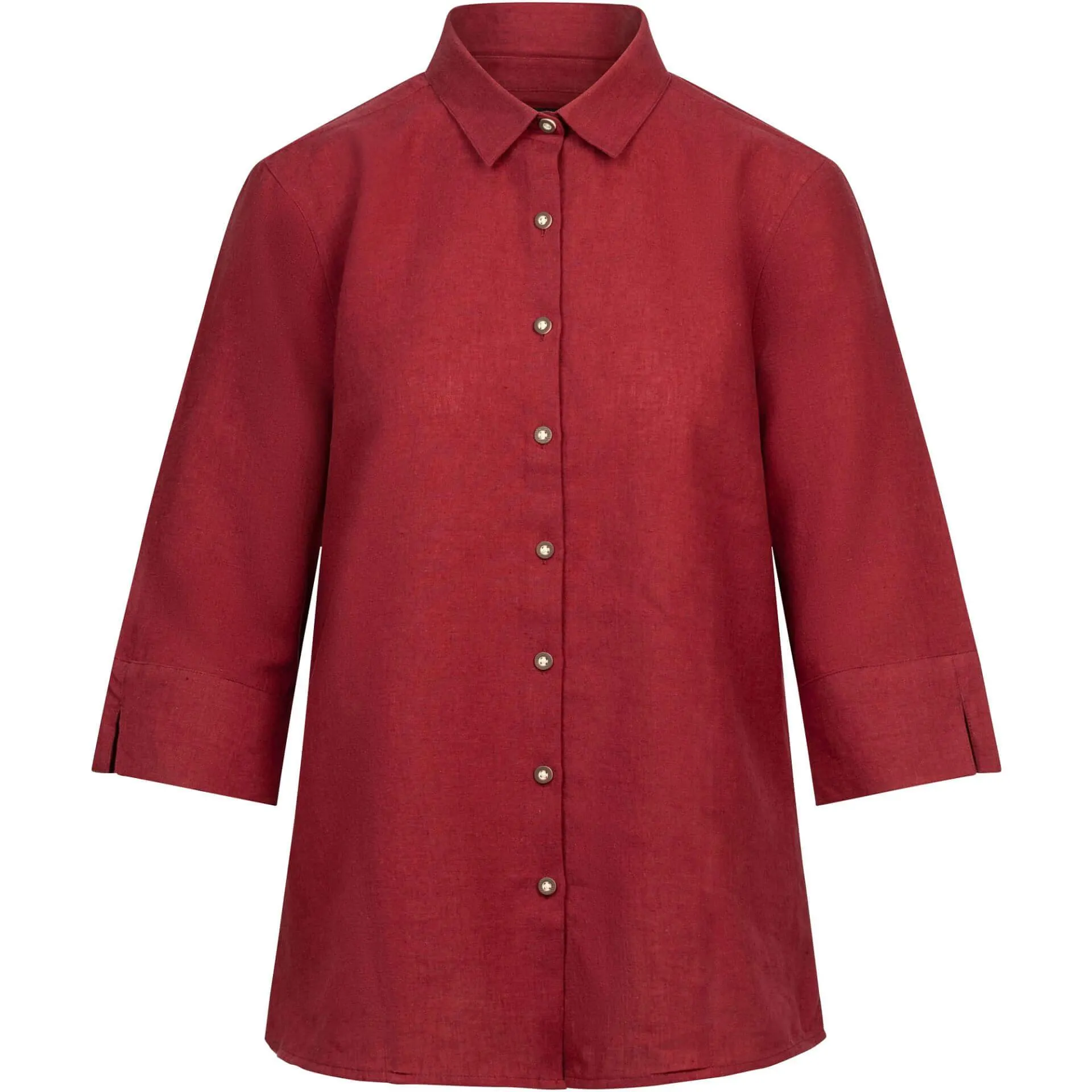 Damen Leinenbluse Dreiviertel Arm, Burgund