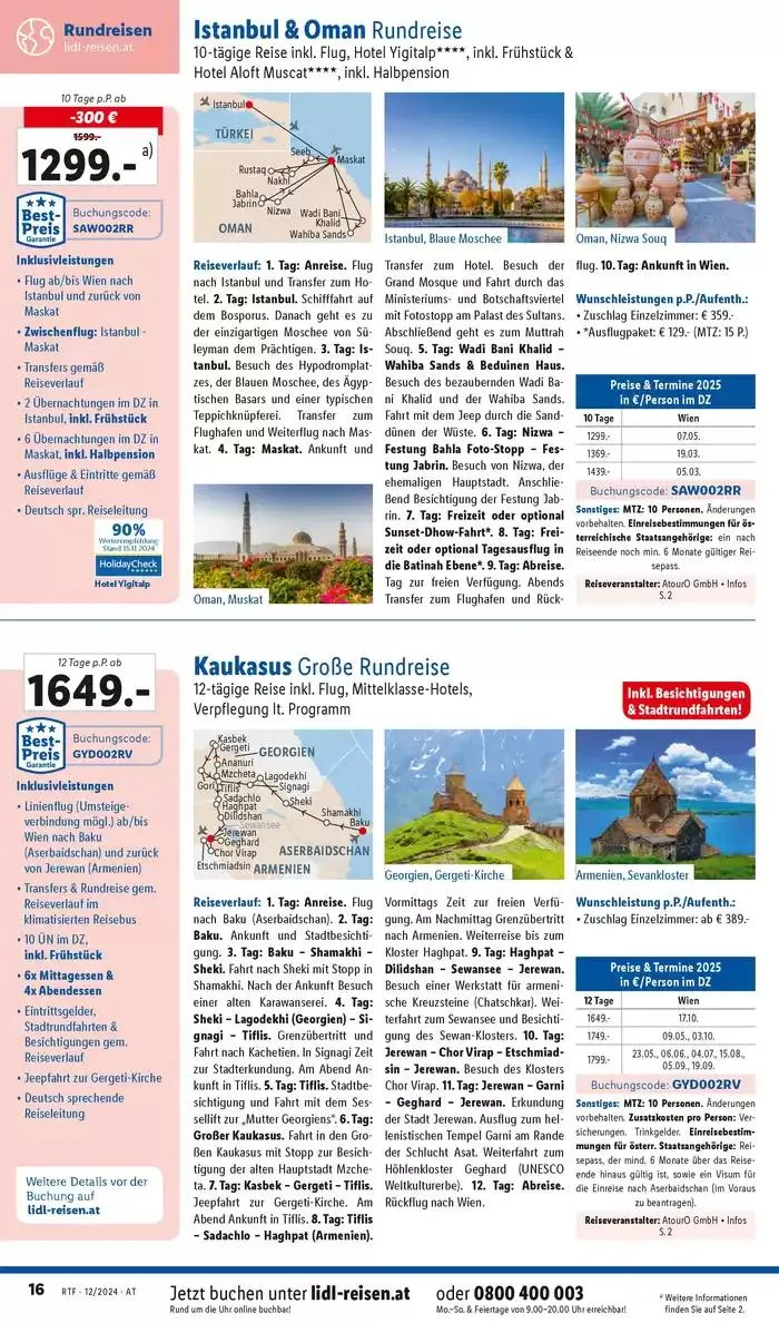 Aktuelle Reiseprospekte Themenprospekt Dezember von 13. Dezember bis 15. Jänner 2025 - Flugblätt seite 16