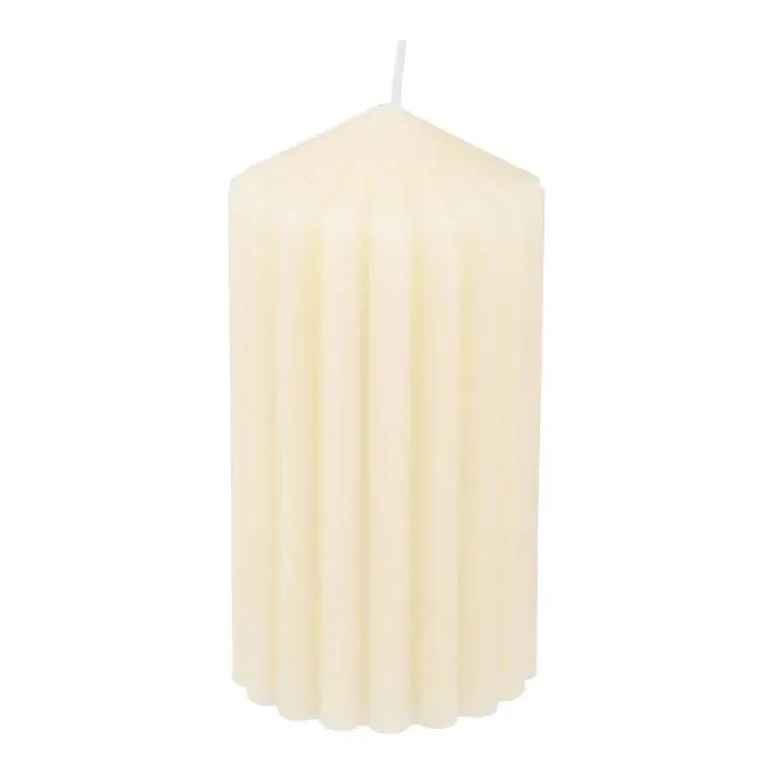 Kerze Rillen, creme, 7 x 13 cm