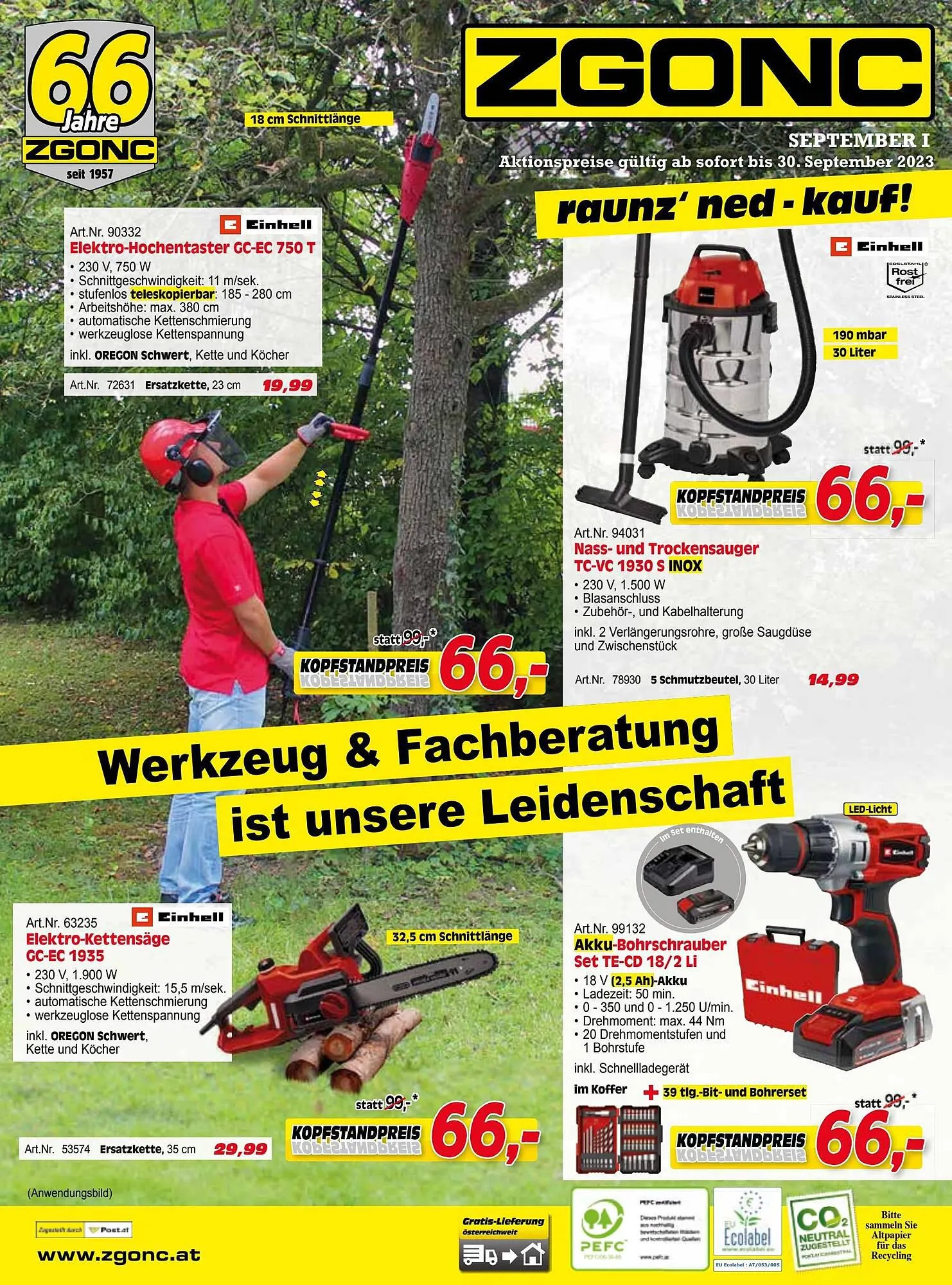 Zgonc Flugblatt von 31. August bis 30. September 2023 - Flugblätt seite 1