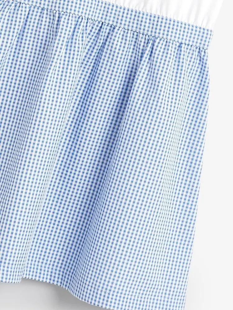 Blau - Schulrockkleid mit Vichy-Karos (3–14 J.)