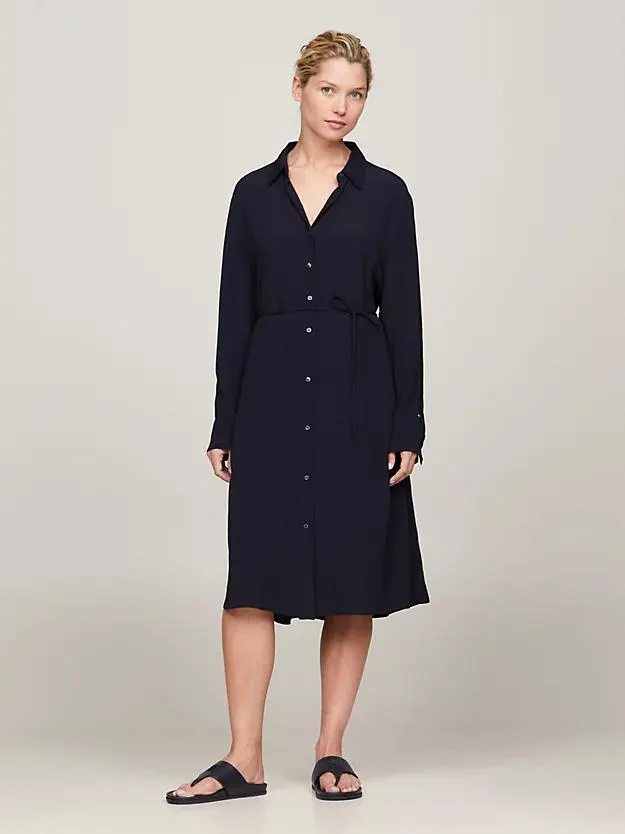 Knielanges Hemdkleid mit Taillengürtel