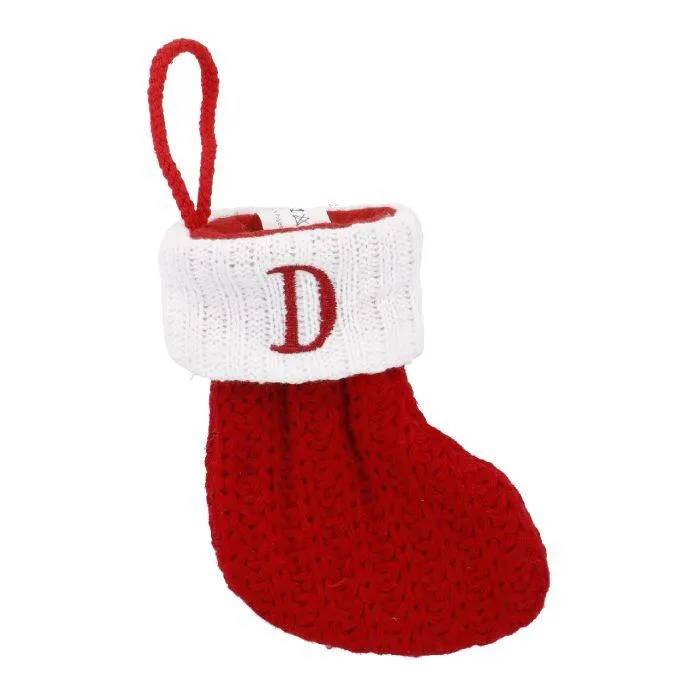 Nikolausstiefel Buchstabe, Strick, D, 18 cm