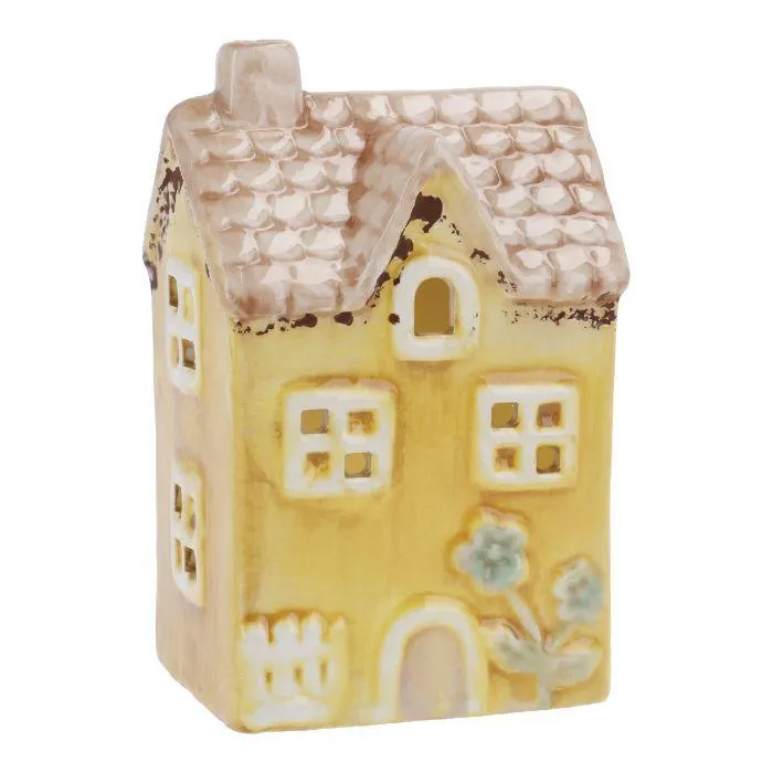 LED-Haus Frühling, gelb, 12 cm