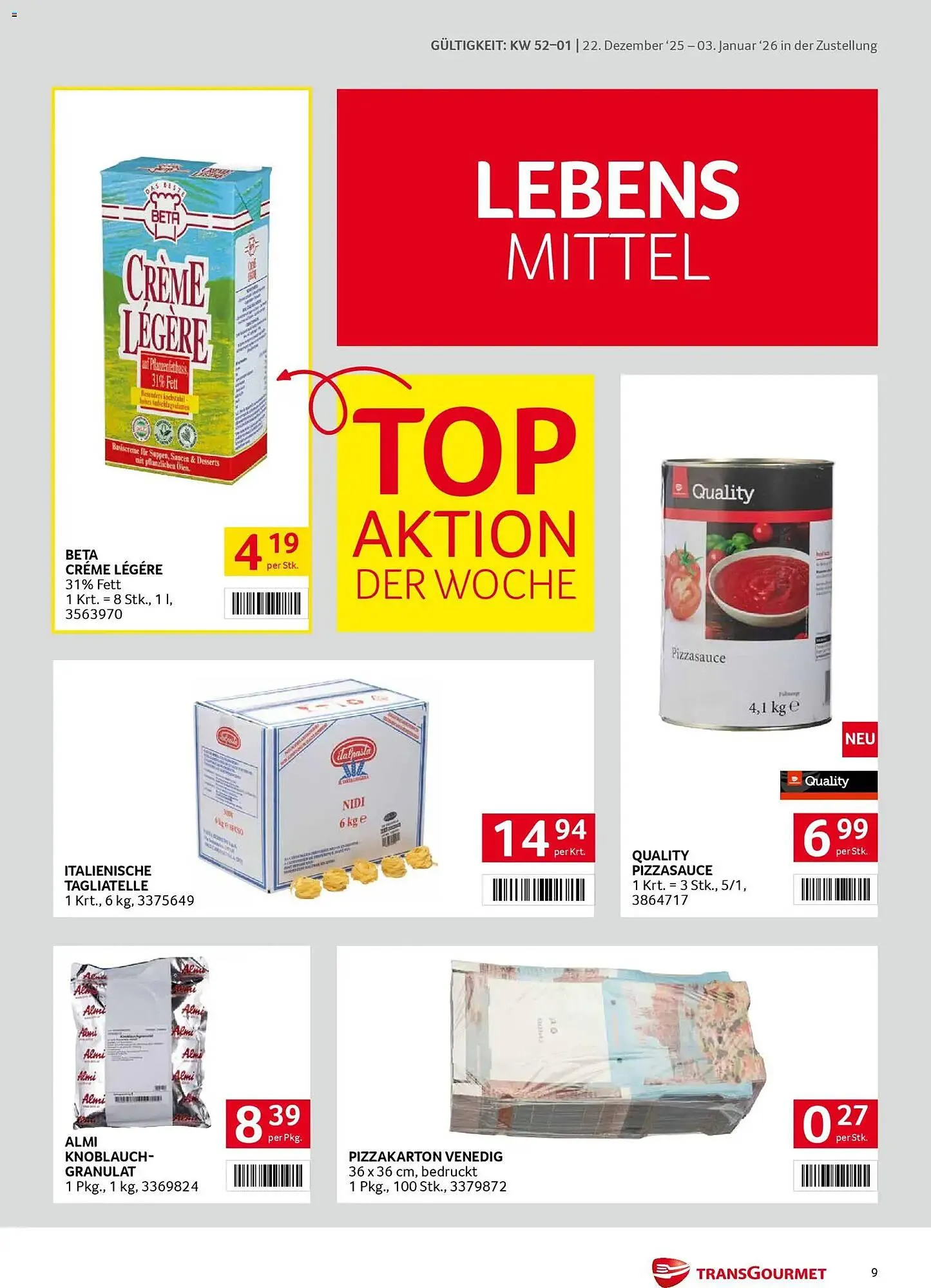 Transgourmet Flugblatt von 22. Dezember bis 3. Jänner 2026 - Flugblätt seite  9