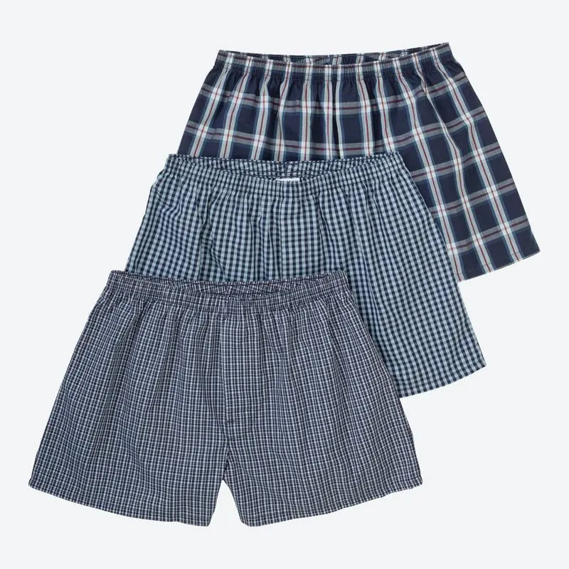 Herren-Webboxershorts mit Karomuster, 3er-Pack