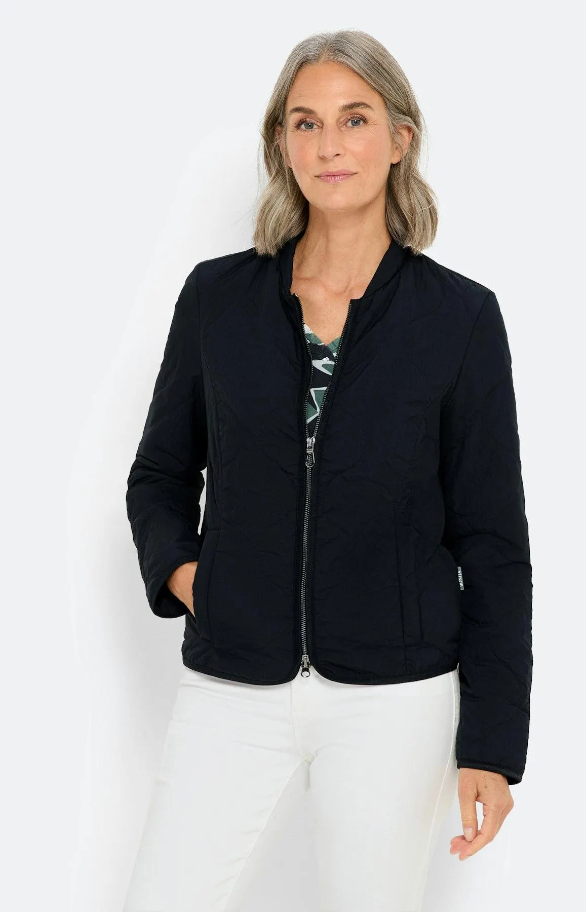 Leichte Steppjacke mit Kragen, marine