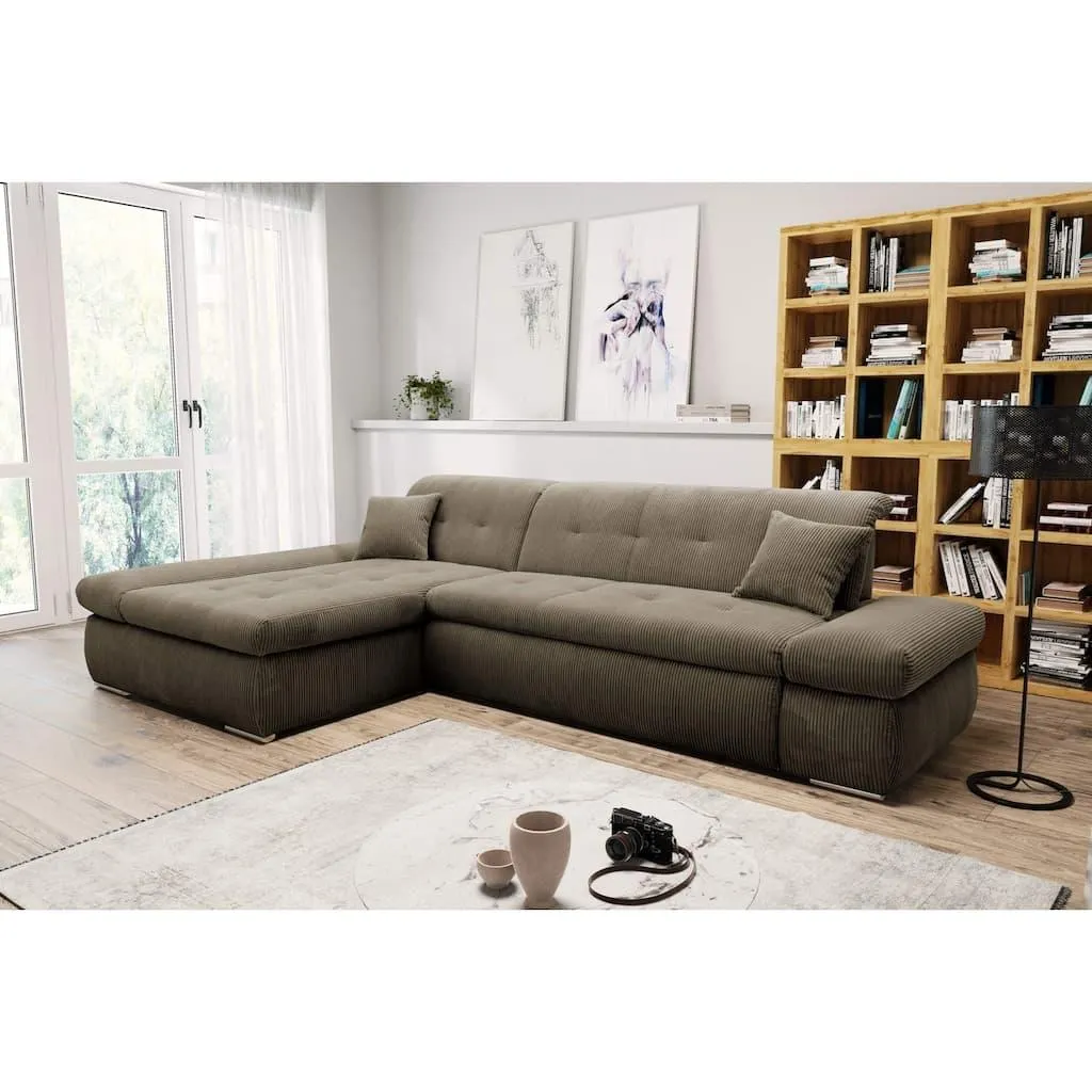 DOMO collection Ecksofa »Moric, L-Form, XXL-Sofa - Breite 300cm, viel Platz, auch in Cord« wahlweise mit Bettfunktion und Armteilverstellung, Cord