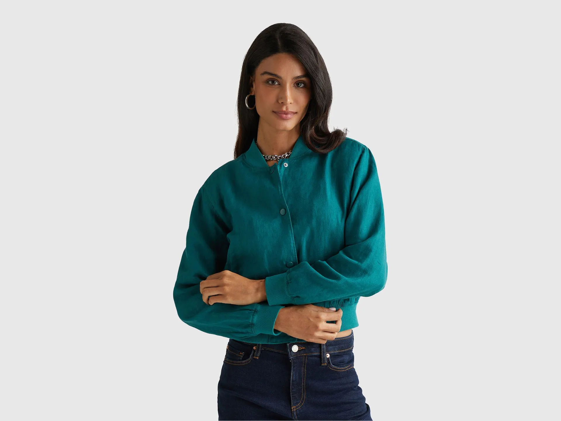 Bomberjacke aus 100 % Leinen