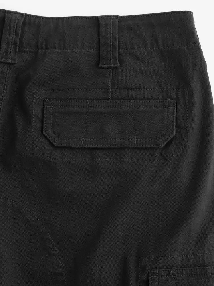 Schwarz - Gerade Passform - Cargo-Hose aus Baumwollstretch,