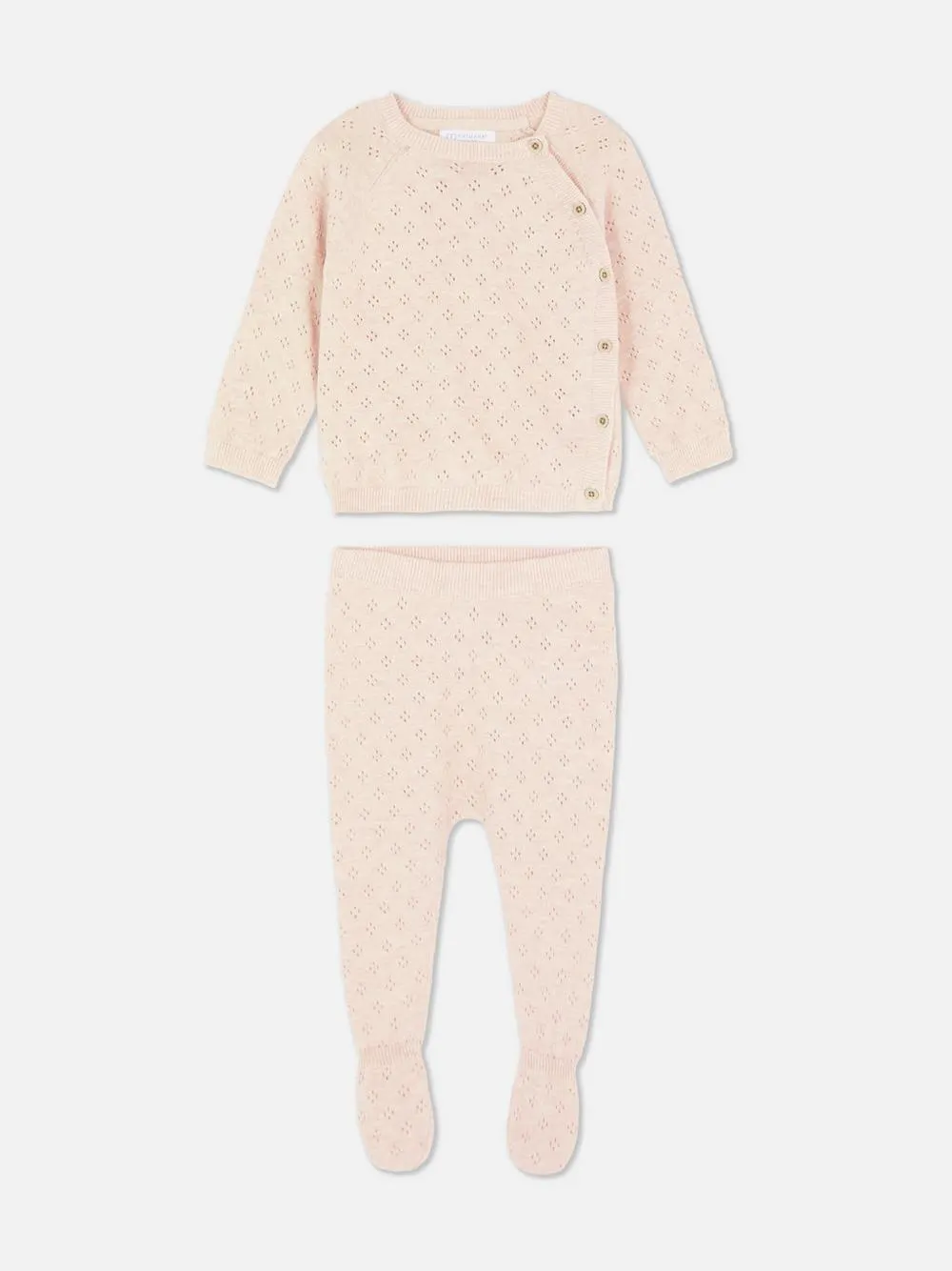 Kombiset aus Pointelle-Wickelcardigan und Leggings