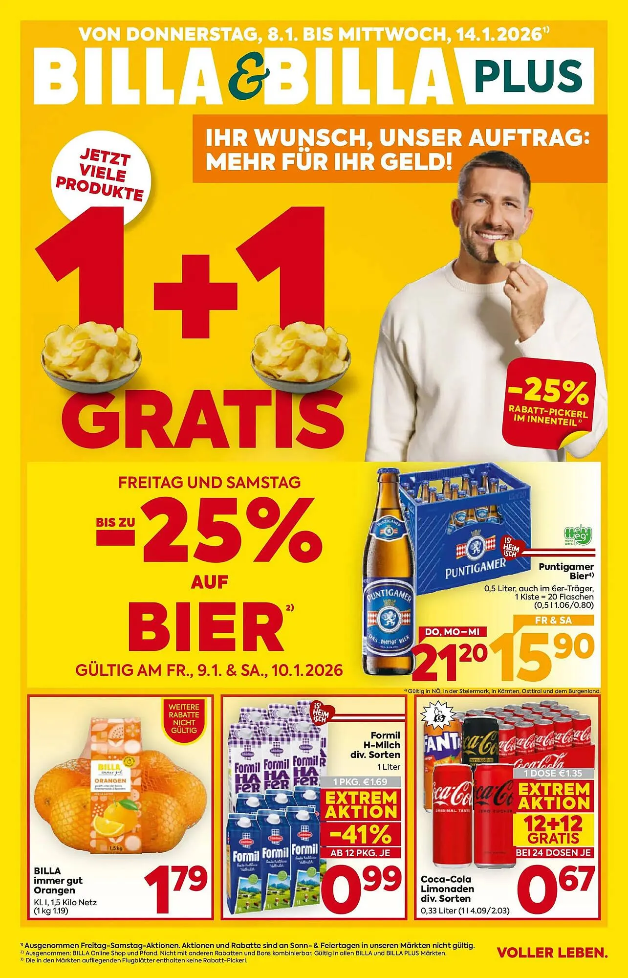 Billa Flugblatt von 8. Jänner bis 14. Jänner 2026 - Flugblätt seite  1