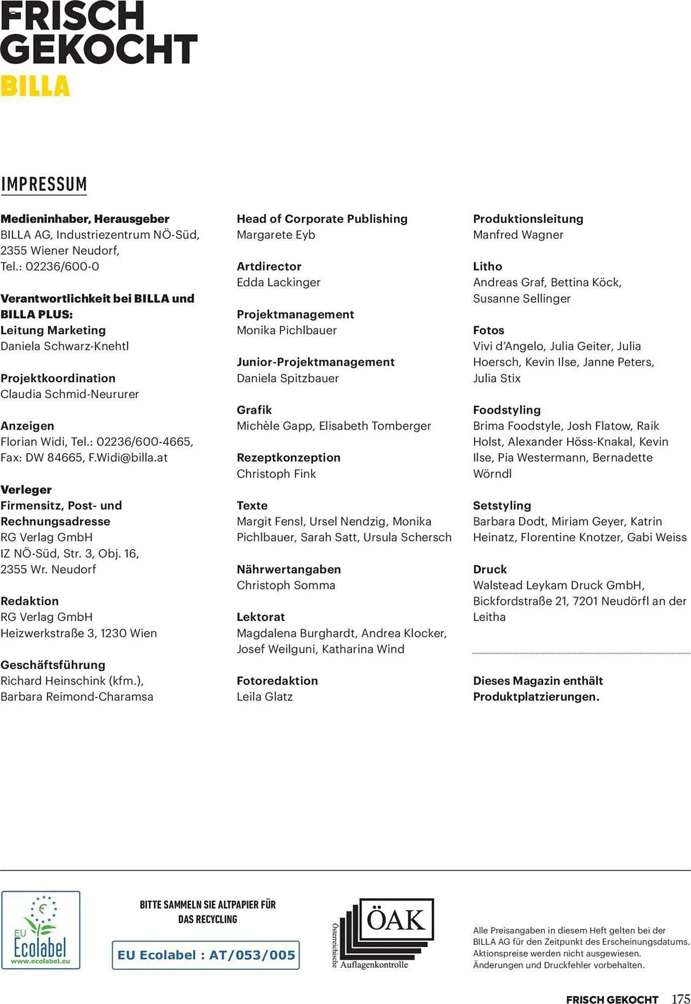 Billa Flugblatt von 1. Dezember bis 31. Dezember 2023 - Flugblätt seite 175