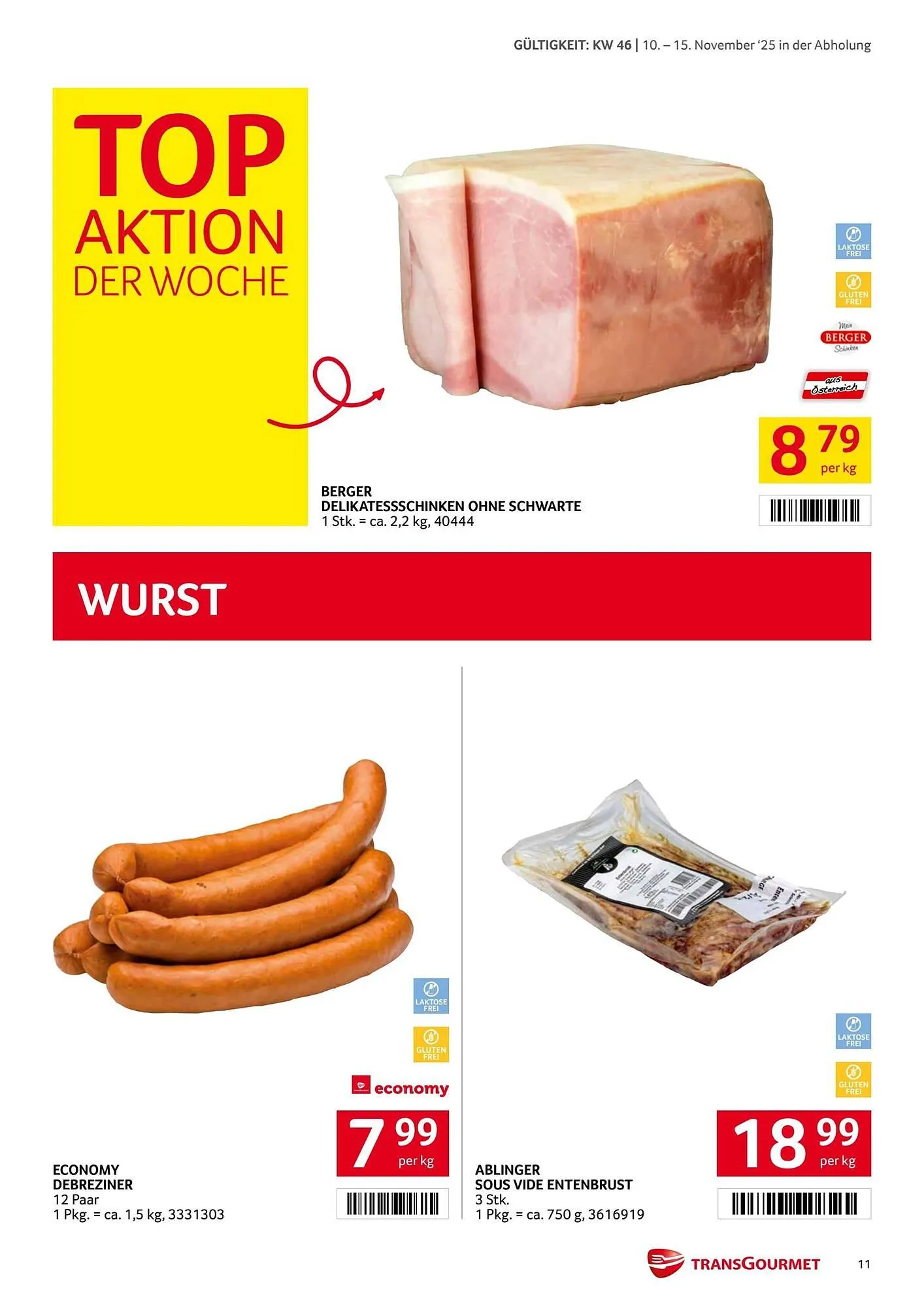 Transgourmet Flugblatt von 10. November bis 15. November 2025 - Flugblätt seite  11