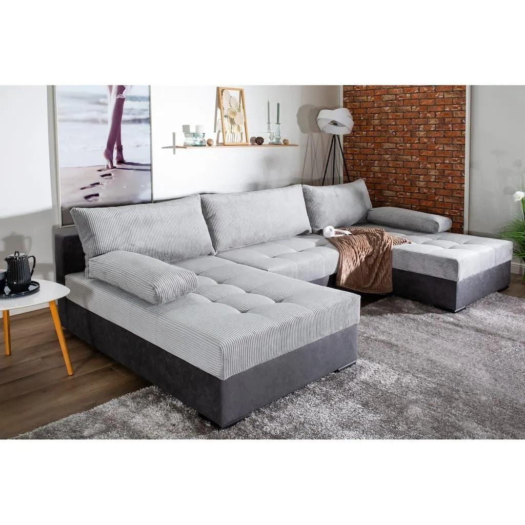 COLLECTION AB Wohnlandschaft »Josy U-Form, B: 307 cm« mit Bettfunktion & Bettkasten, Federkern